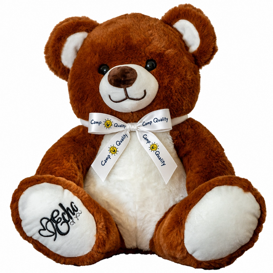 Chocolate Camp Quality Teddy Bear | Lockable Voice Recordable Comfort Bear